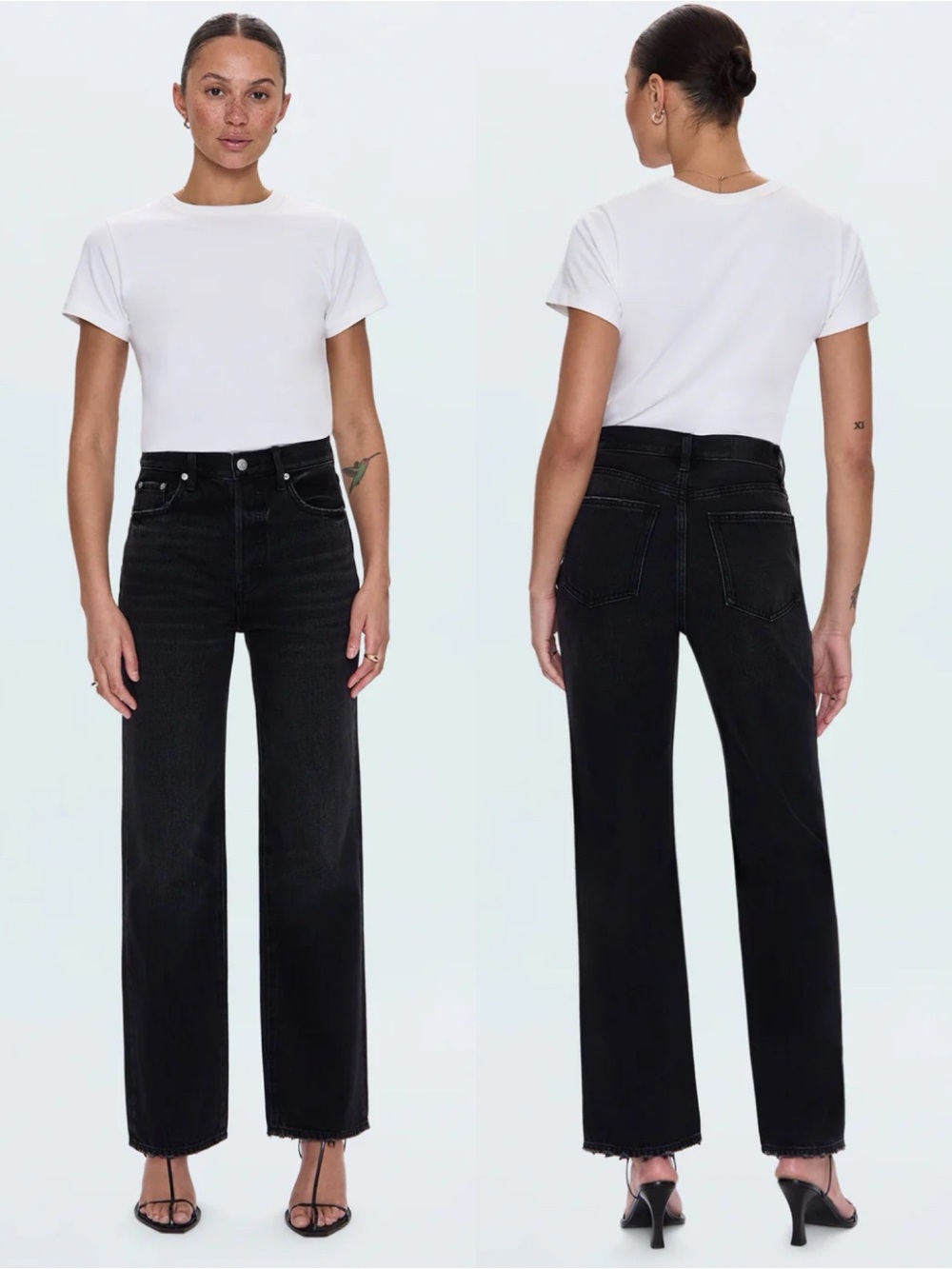 PISTOLA Cassie High Rise Straight Jeans in Black Washed Stormy Denim Sz 26 🧡🎀